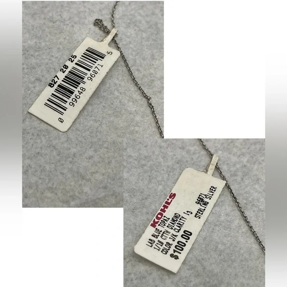 Blue Topaz,Diamonds & Silver Necklace w/Pendant & Pierced Earrings - Picture 14 of 14